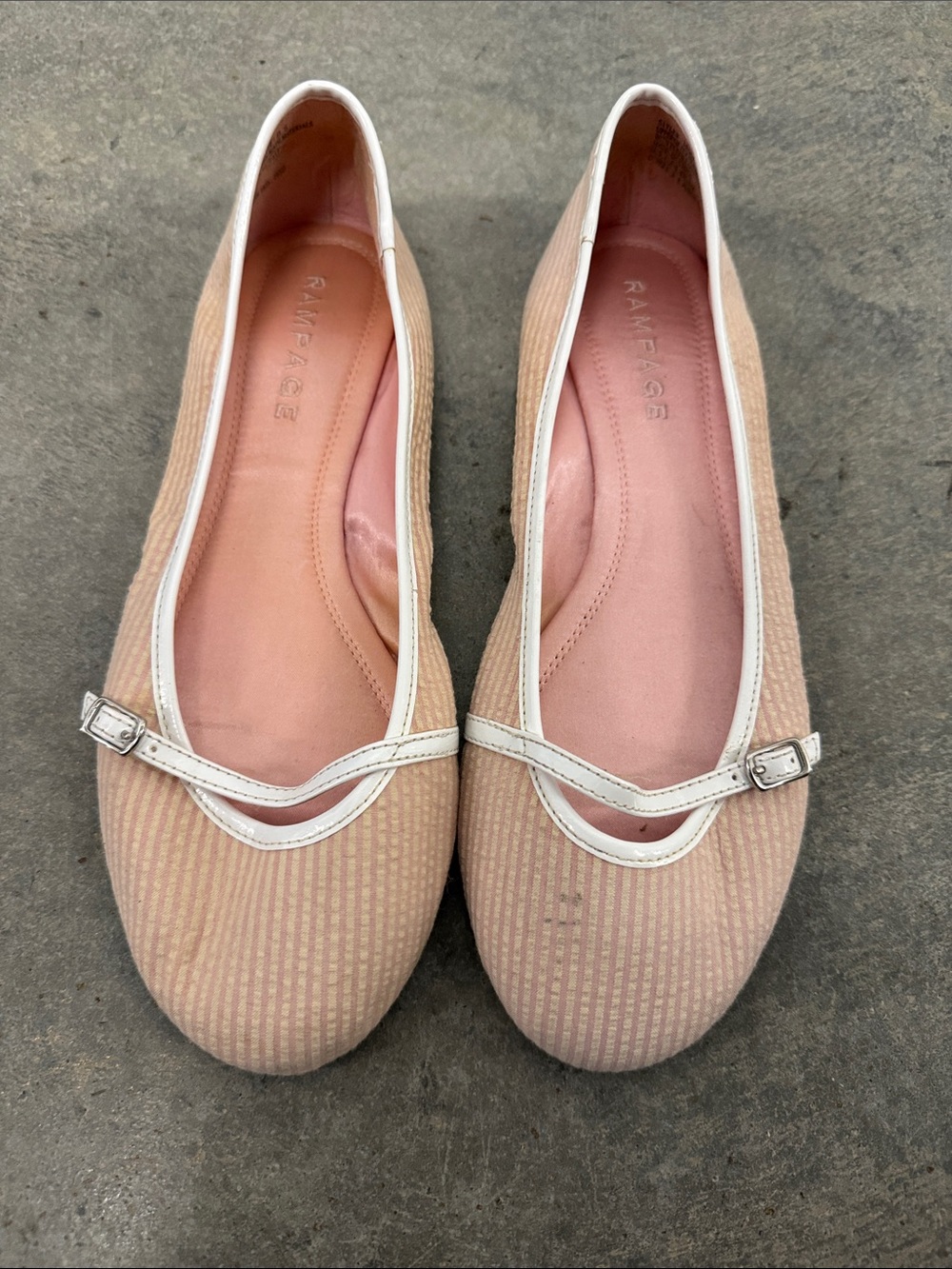Rampage Pink and White Mary Jane Ballet Flats